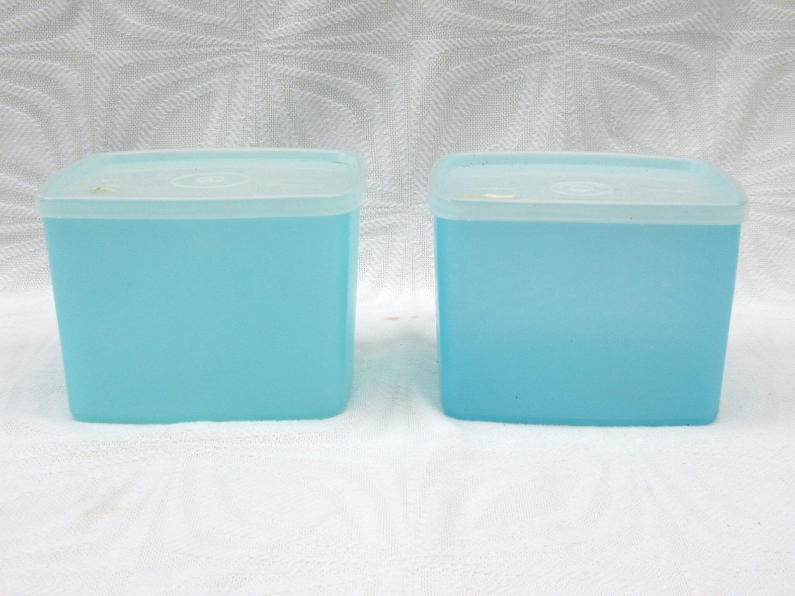 Vintage Tupperware Blue Pastel Small Square Storage Containers x2 60s 70s