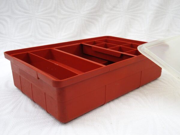 Vintage Tupperware Orange Modular Craft Tools Storage Box 70s 80s Image