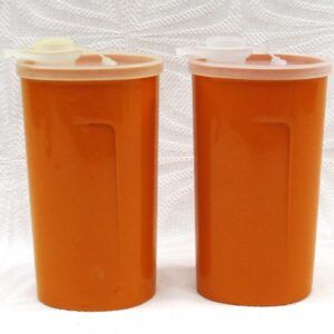 Vintage Tupperware Orange Juice Shakers x2 Pouring Lid 70s 80s Image