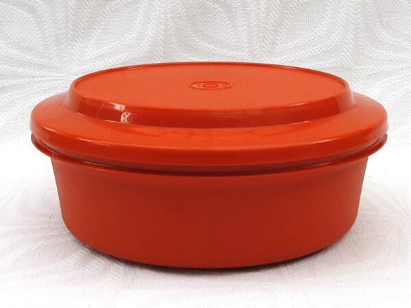 Vintage Tupperware Orange Seal N Serve Large Bowl 70s 80s Image