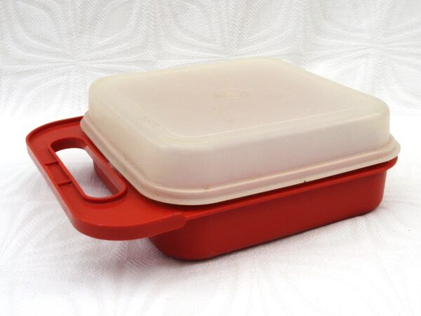 Vintage Tupperware Road Signs Lunch Box Orange 1980s Image