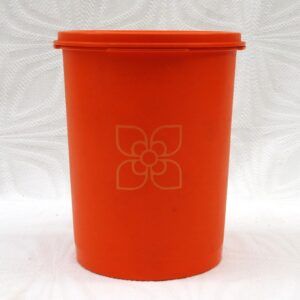 Vintage Tupperware Servalier 6 Inch Tall Storage Container Fan Lid 70s 80s Image