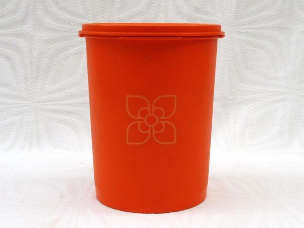 Vintage Tupperware Servalier 6 Inch Tall Storage Container Fan Lid 70s 80s Image