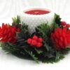 Vintage 70s 80s Christmas Decorations Table Centrepiece Holly Berries Candle - Image 2