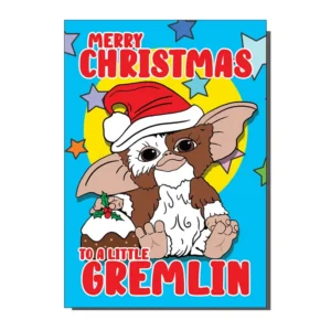 Vintage 80s Christmas Card Gremlins Inspired from Bite Your Granny Product Image