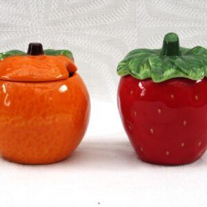 Vintage Avon Fruit Preserve Pots 1980s - Choose Orange or Strawberry Image