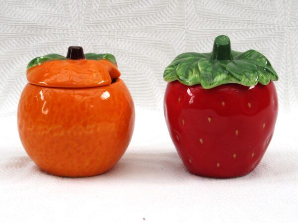 Vintage Avon Fruit Preserve Pots 1980s - Choose Orange or Strawberry Image