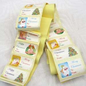 Vintage Original 1990s Christmas Gift Tags Stickers on Roll Glitter Design Image