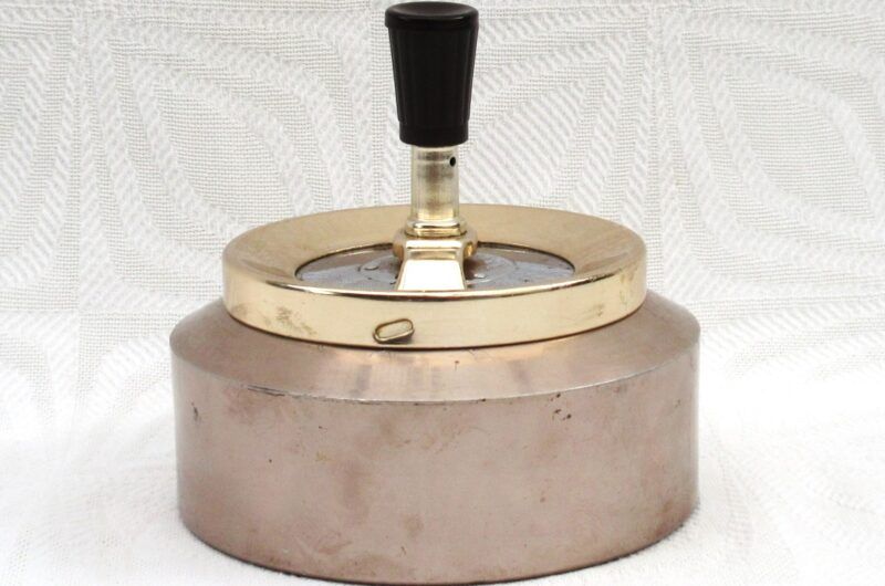 Vintage Push Down Spinning Ashtray LSM Empire Metal 1970s Image