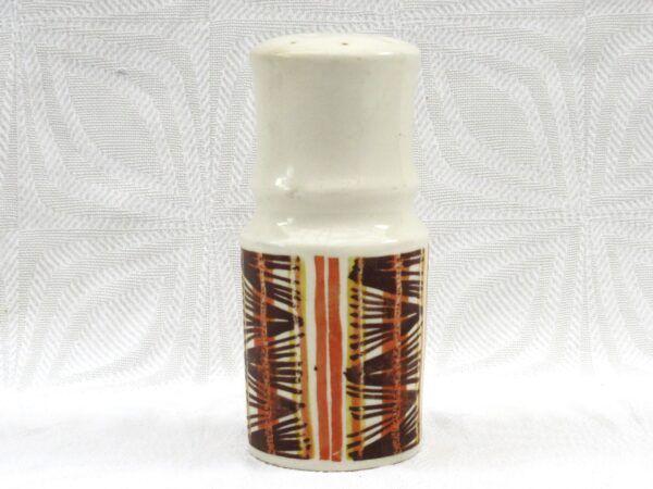 Vintage Staffordshire Pottery Sugar Shaker Brown Mid Century Abstract Design Image