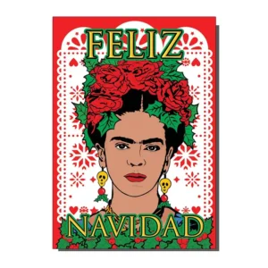 Vintage Style Christmas Card Feliz Navidad Frida Kahlo Inspired from Bite Your Granny Product Image