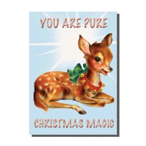 Vintage Style Christmas Card Kitsch Bambi Fawn from Bite Your Granny Product Image