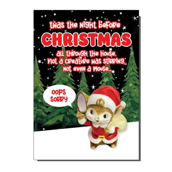 Vintage Style Christmas Card Kitsch Mouse from Bite Your Granny Product Image