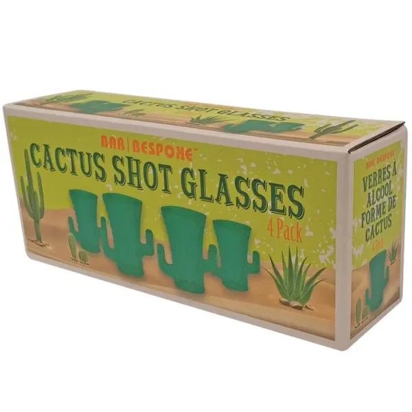 Cactus Tequila Shot Glasses Set 4 Vintage Retro Style - Image 3