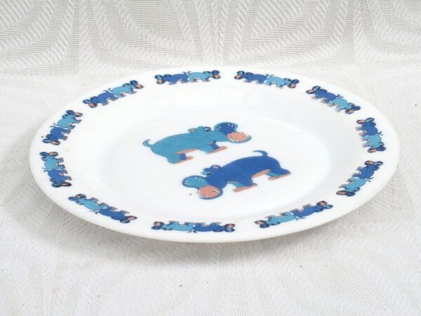 Vintage Arcopal Childrens Hippo Plate Milk Glass France 1980s - Image 3