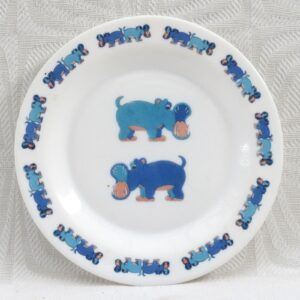 Vintage Arcopal Childrens Hippo Plate Milk Glass France 1980s Image