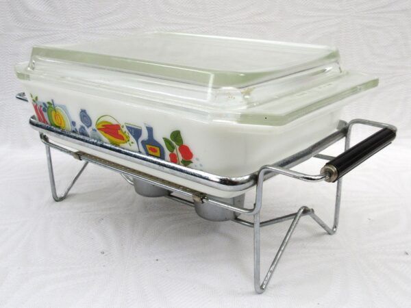 Vintage JAJ Pyrex Fiesta Oblong Casserole Dish with Stand Rare 1960s - Image 3