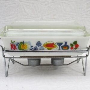 Vintage JAJ Pyrex Fiesta Oblong Casserole Dish with Stand Rare 1960s Image