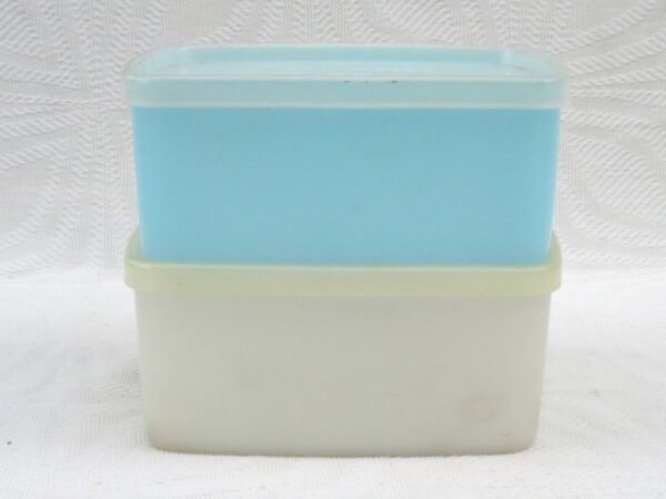 Vintage Tupperware Small Pastel Square Tub 1960s Image