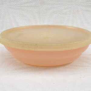 Vintage Tupperware Lidded Cereal Bowl Pastel Peach Pink 1960s Image