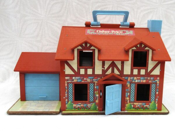 Original Vintage Fisher Price Play Family House 1980 Brown Tudor Style Image