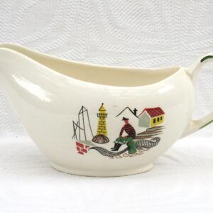 Vintage Alfred Meakin Clovelly Gravy Boat Fisherman Lighthouse 50s 60s Image