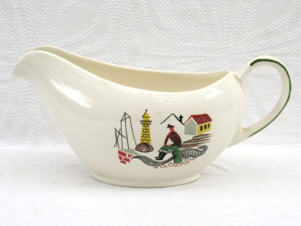 Vintage Alfred Meakin Clovelly Gravy Boat Fisherman Lighthouse 50s 60s Image