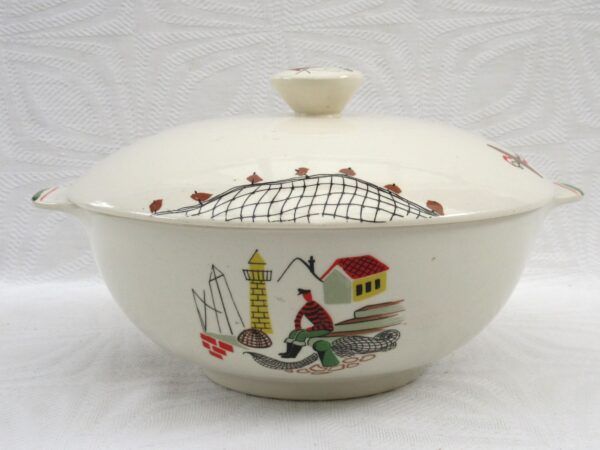 Vintage Alfred Meakin Clovelly Tureen Fisherman Lighthouse 50s 60s - Image 2