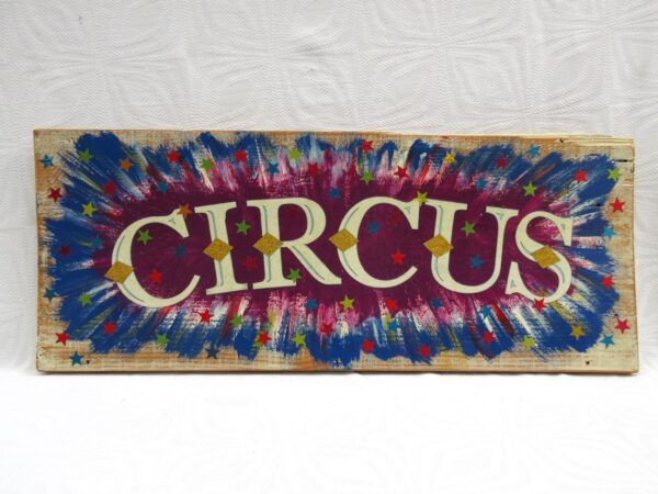 Vintage Circus Sign Artwork Hand Painted Wooden Plinth Image