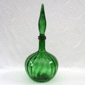 Vintage Empoli Onion Genie Bottle Emerald Green Glass 1960s Image