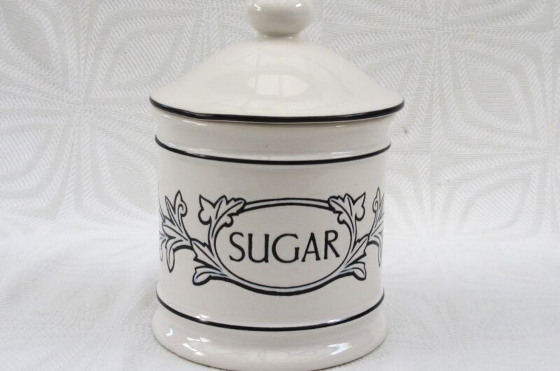 Vintage Hornsea Pottery Acanthus Sugar Storage Jar Pot 1990 Image