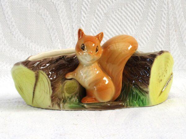 Vintage Hornsea Pottery Fauna Perky No 29 Squirrel Log Vase 1960s iMAGE