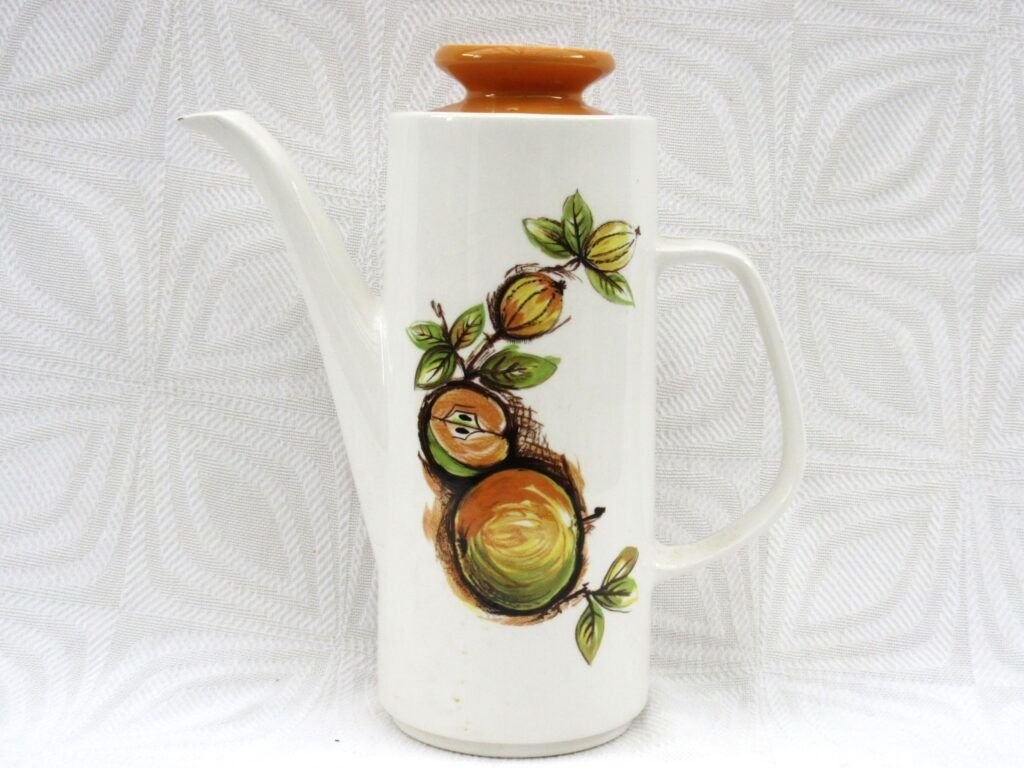 Vintage J&G Meakin Studio Eden Coffee Pot 70s Fruit Yellow Green Image