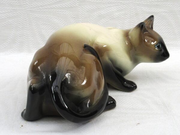 Vintage Beswick Trentham Art Siamese Cat Crouching Brown White 60s 70s - Image 2