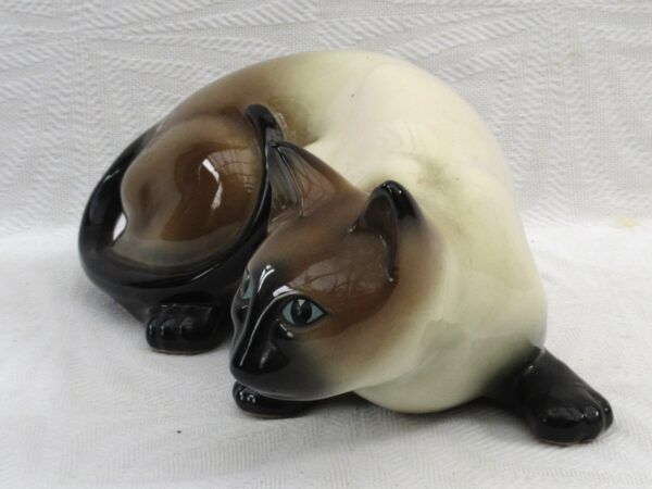 Vintage Beswick Trentham Art Siamese Cat Crouching Brown White 60s 70s - Image 4