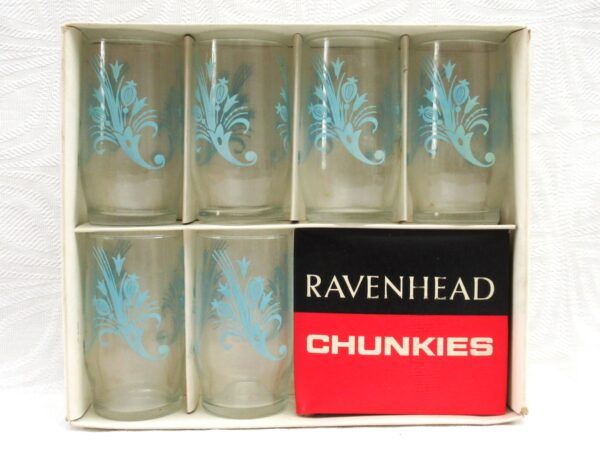 Vintage Ravenhead Glass Chunkies Tumblers x6 Boxed 1970s Image