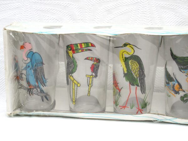 Vintage Saint Gobain French Cartoon Bird Tumblers Glasses x6 70s 80s - Image 2