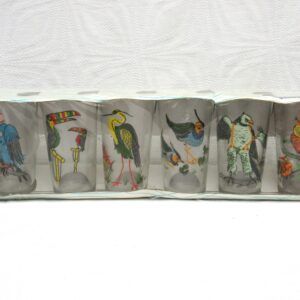 Vintage Saint Gobain French Cartoon Bird Tumblers Glasses x6 70s 80s Image