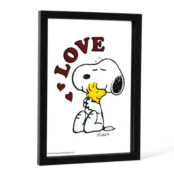 Vintage 70s Style Peanuts Snoopy Love Framed Mirror