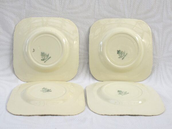 Vintage Staffordshire Spring Garden Square Tea Plates 30s 40s - Image 3