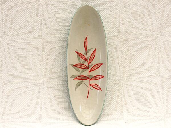 Vintage Sylvac Pottery Oval Leaf Dish Mid Century 1950s Decor Image