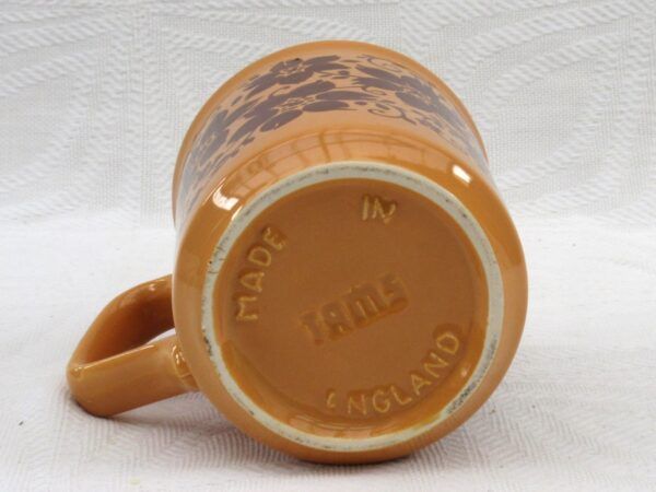 Vintage 1970s Flower Power Mug Brown Yellow Tams Pottery - Image 4