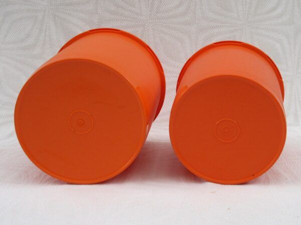 Vintage Tupperware Servalier Tall Storage Containers x2 Orange 1970s - Image 3