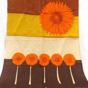Vintage Irish Linen Tea Towel Sunflowers Flower Power 70s