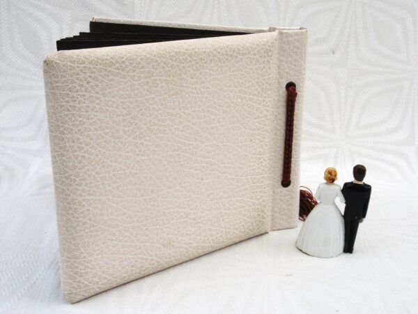 Vintage Kitsch Wedding Album Cream Brown Plus Cake Topper 70s - Image 2