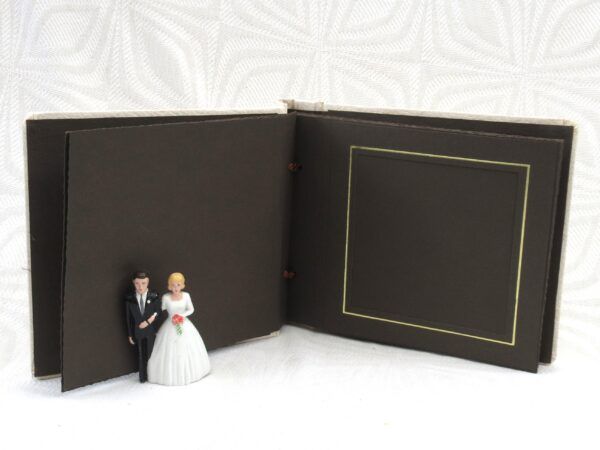 Vintage Kitsch Wedding Album Cream Brown Plus Cake Topper 70s - Image 4