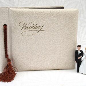Vintage Kitsch Wedding Album Cream Brown Plus Cake Topper 70s