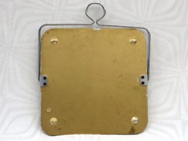 Vintage Reverse Painted Floral Glass Cake Stand with Wire Swing Handle 50s - Image 4