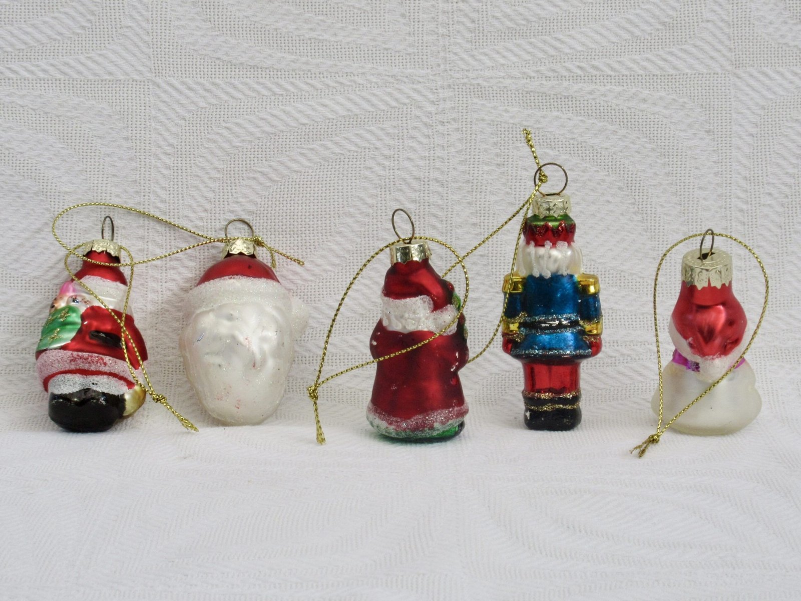 Vintage Christmas Decorations Glass Baubles x5 Santa Snowman Nutcracker - Image 2