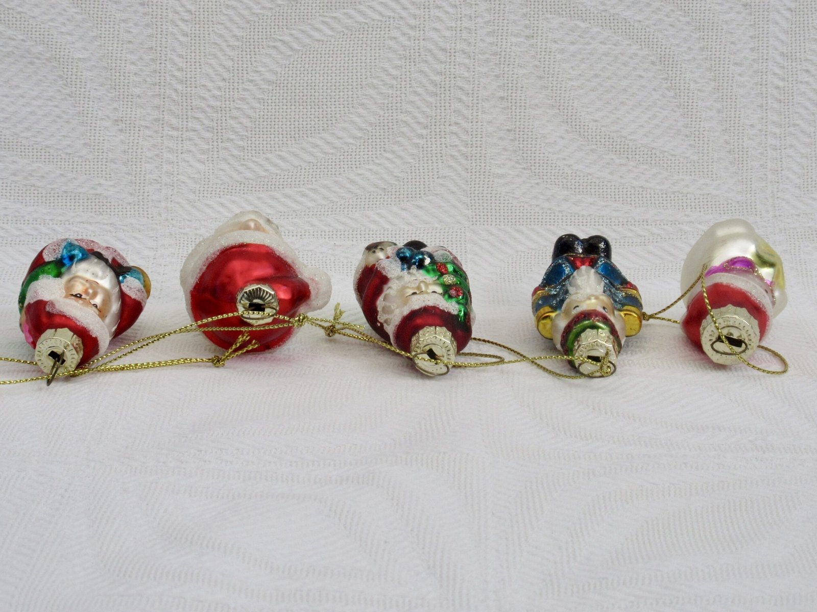 Vintage Christmas Decorations Glass Baubles x5 Santa Snowman Nutcracker - Image 3